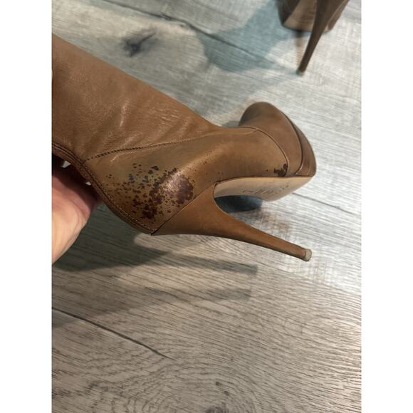 CASADEI Brown Stretch Leather High Heels Platform Stiletto Boots Made in Italy 7 - Picture 4 of 9